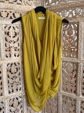 Josie Natori Cashmere Silk Draped Sleeveless Scarf Blouse